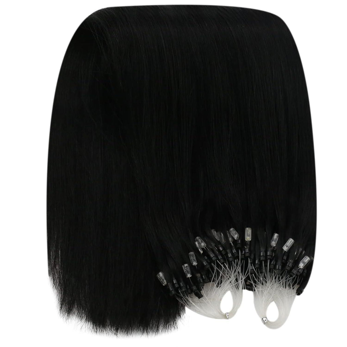 Schwarz 50cm Echthaar Micro Ring Extensions - Haarverlängerung