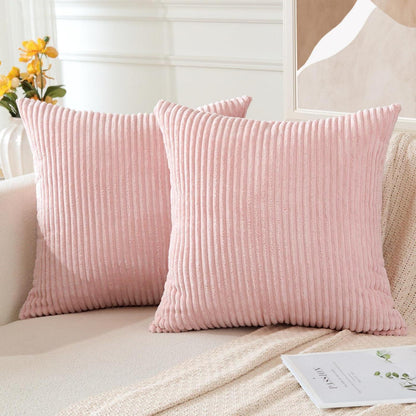 2x Cord Kissenbezug 50x50cm Rosa - Dekokissen für Sofa