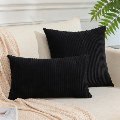 Cord Kissenbezüge 40x40 cm - 2er Set Schwarz