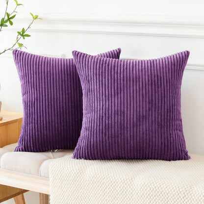 2x Cord Kissenbezug Lila 50x50cm - Dekokissen für Sofa