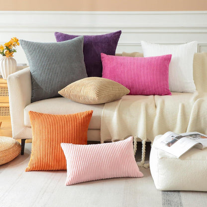 2x Cord Kissenbezug Lila 50x50cm - Dekokissen für Sofa