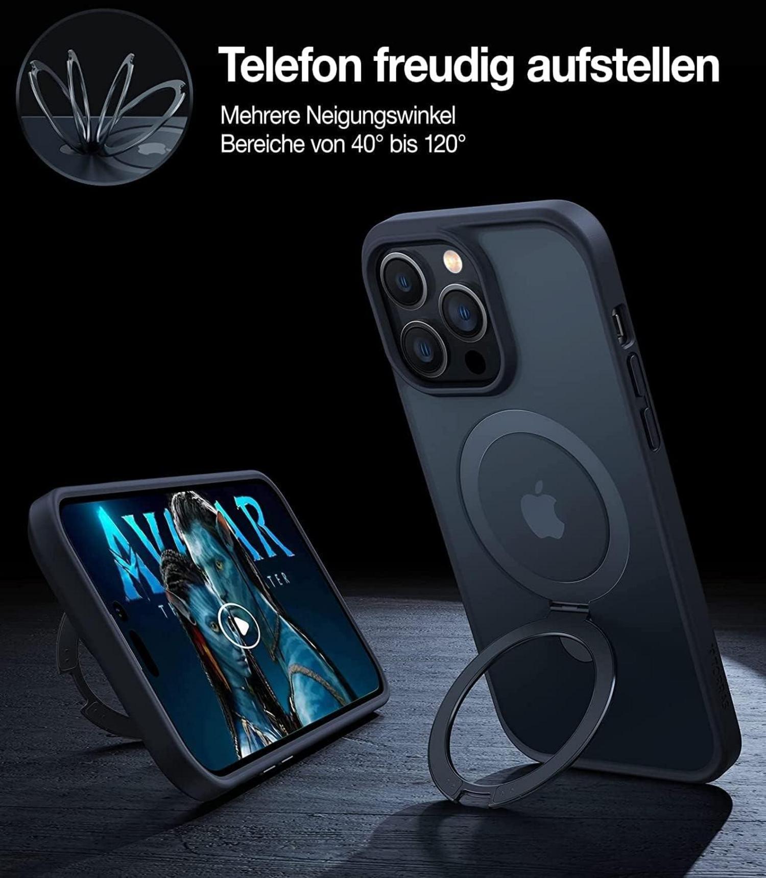 TORRAS Ostand iPhone 15 Pro Hülle MagSafe Militärschutz Shockproof Schwarz