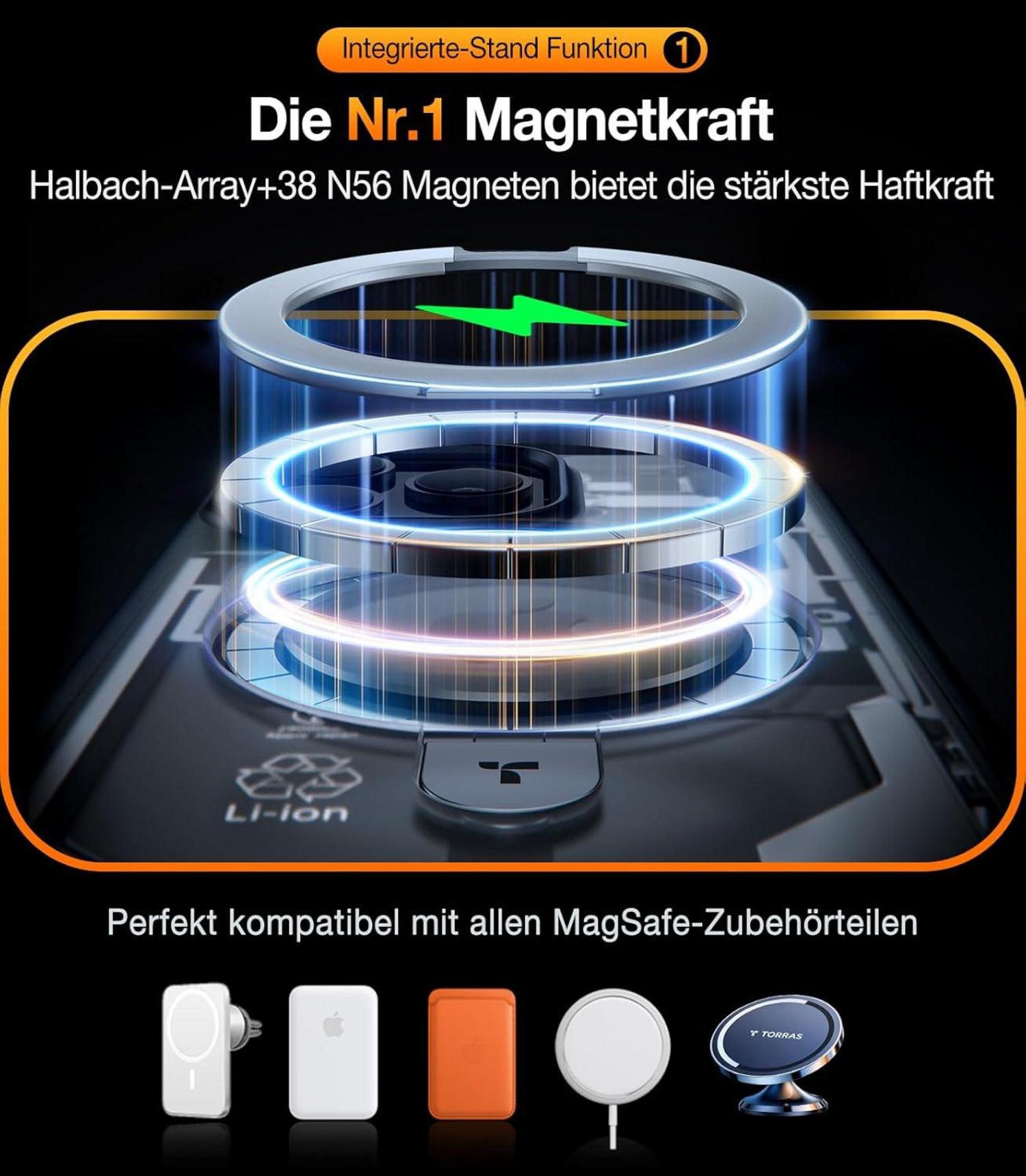 TORRAS Ostand iPhone 15 Pro Max MagSafe Hülle Magnetisch Stoßfest
