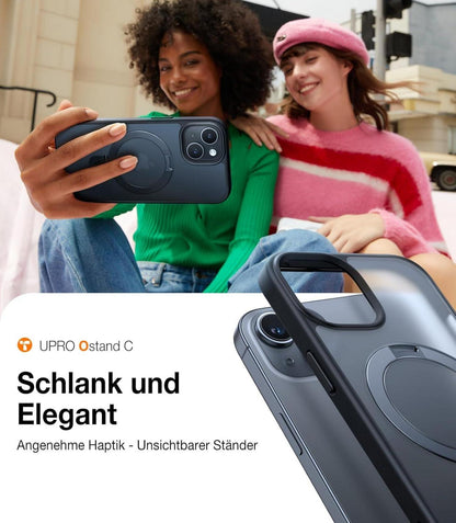 iPhone 15 Hülle MagSafe Ständer Magnetisch Militärschutz Schwarz