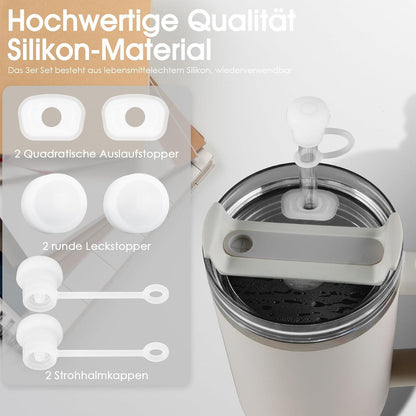 3er-Set Silikon Auslaufsicherer Stoppel & Strohhalm Abdeckung für