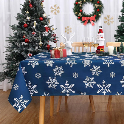 Weihnachtliche Tischdecke Blau mit Schneeflocken, 137x137cm