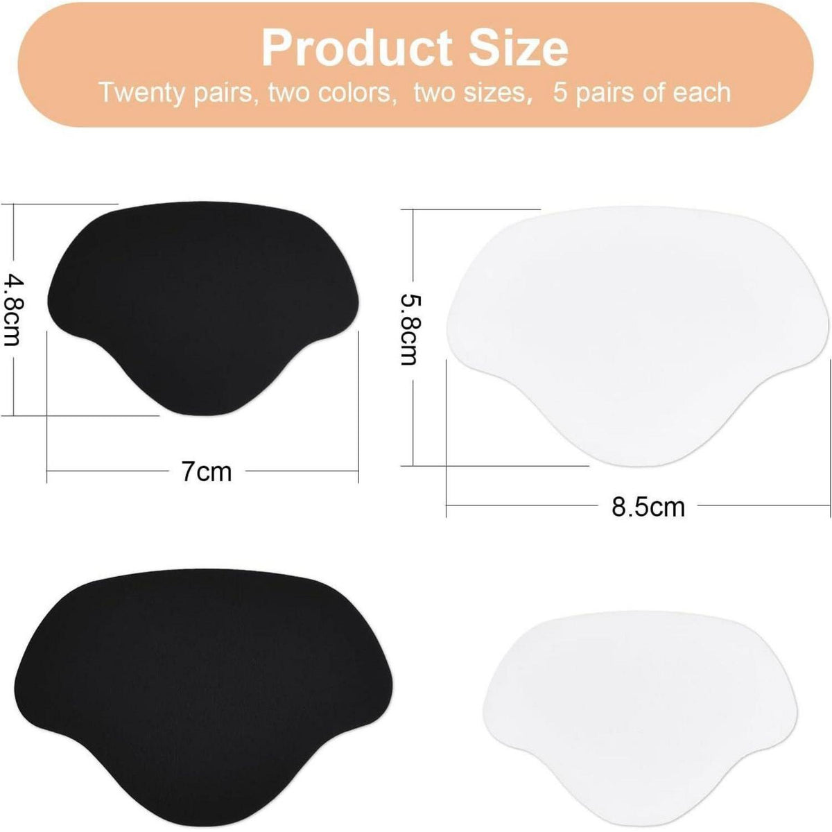 Sneaker Fersen Reparatur Patches (20 Paar) Schwarz & Weiß