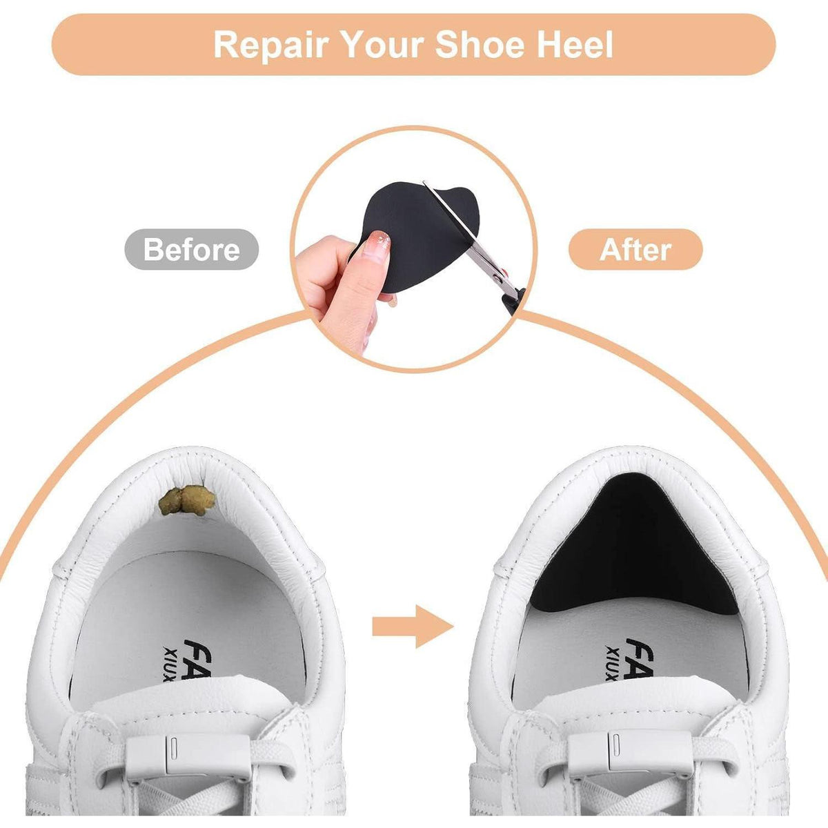 Sneaker Fersen Reparatur Patches (20 Paar) Schwarz & Weiß
