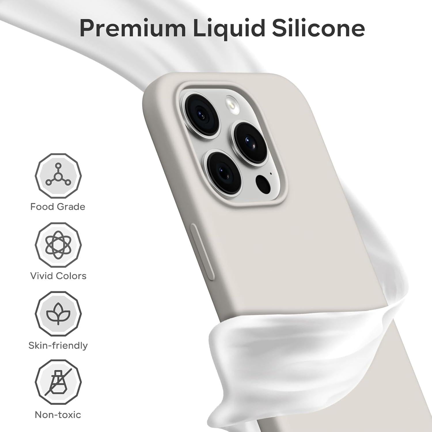 iPhone 15 Pro Max Silikonhülle 360° Schutz Mikrofaser-Futter