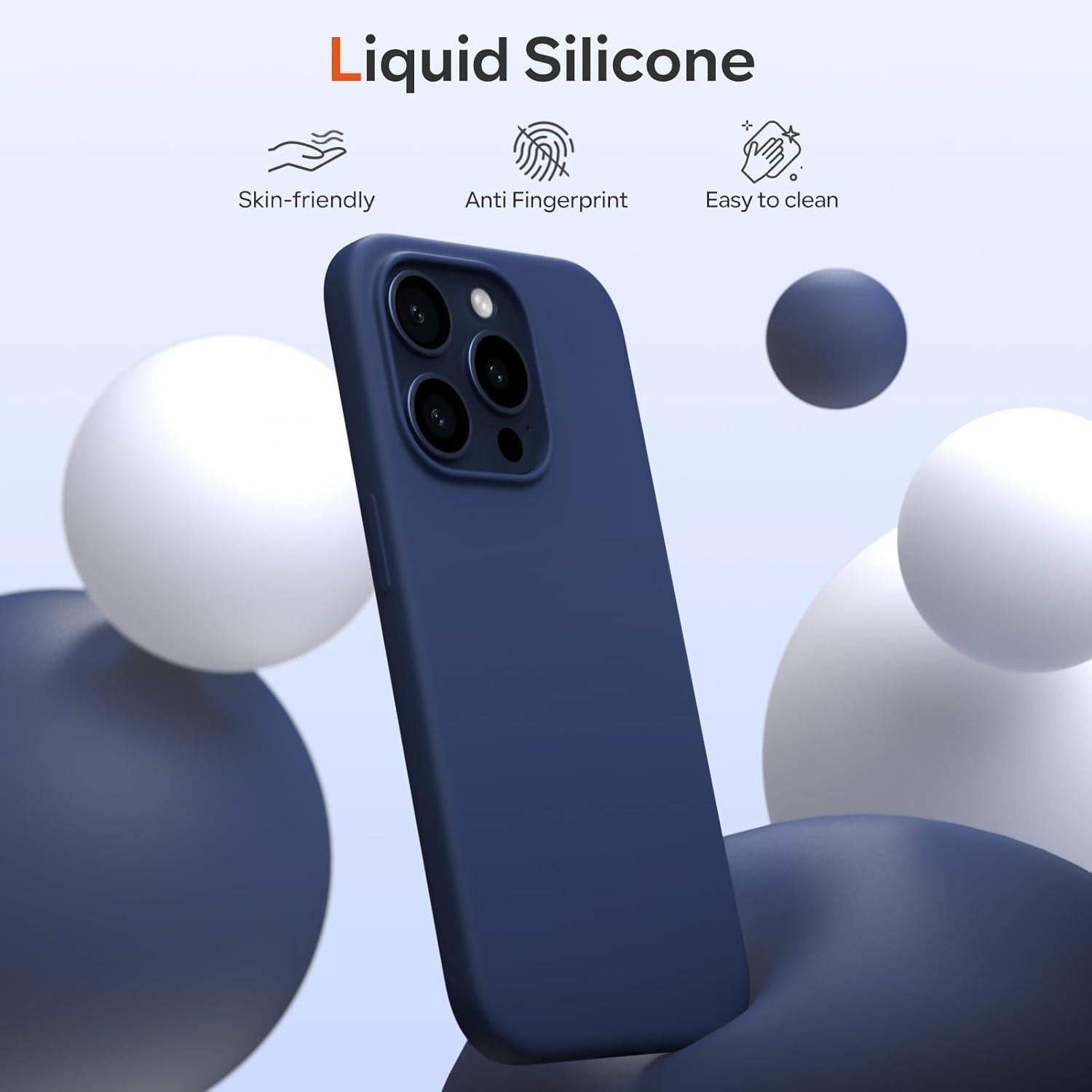 iPhone 15 Pro Silikonhülle Liquid Stoßfest Kratzfest Blau