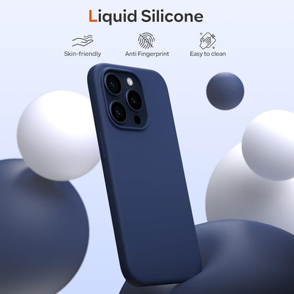iPhone 15 Pro Silikonhülle Liquid Stoßfest Kratzfest Blau