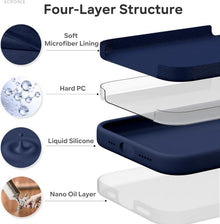 iPhone 15 Pro Silikon Hülle Liquid Case Soft Mikrofaserfutter - Mitternachtsblau