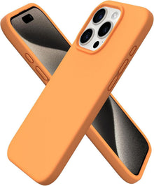Silikonhülle für iPhone 15 Pro 6,1 Zoll flüssiges Silikon Papaya