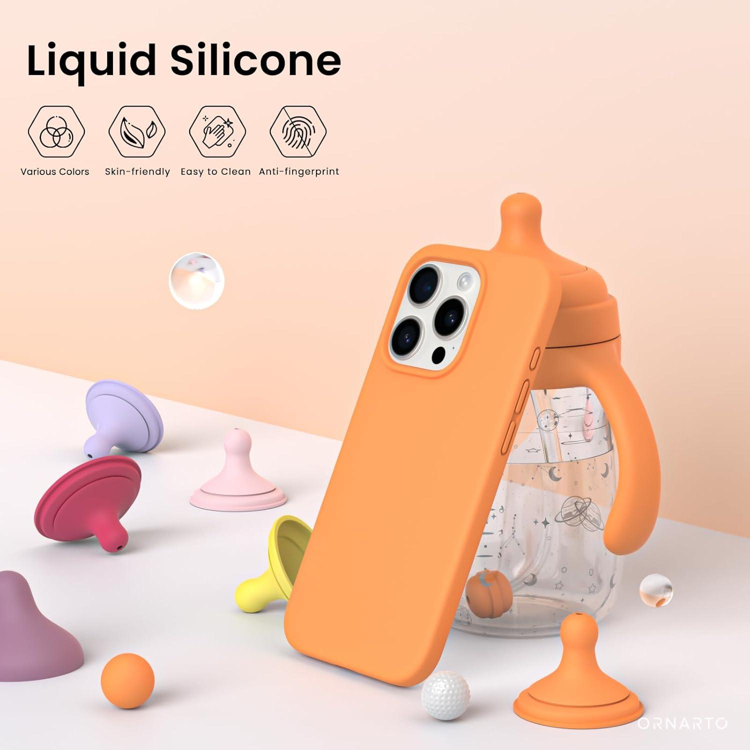 Silikonhülle für iPhone 15 Pro 6,1 Zoll flüssiges Silikon Papaya