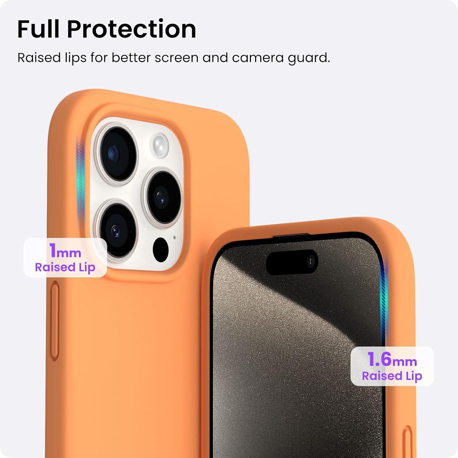 iPhone 15 Pro Hülle Silikon 6,1 Zoll Kratzfeste stoßfeste Schutzhülle Papaya