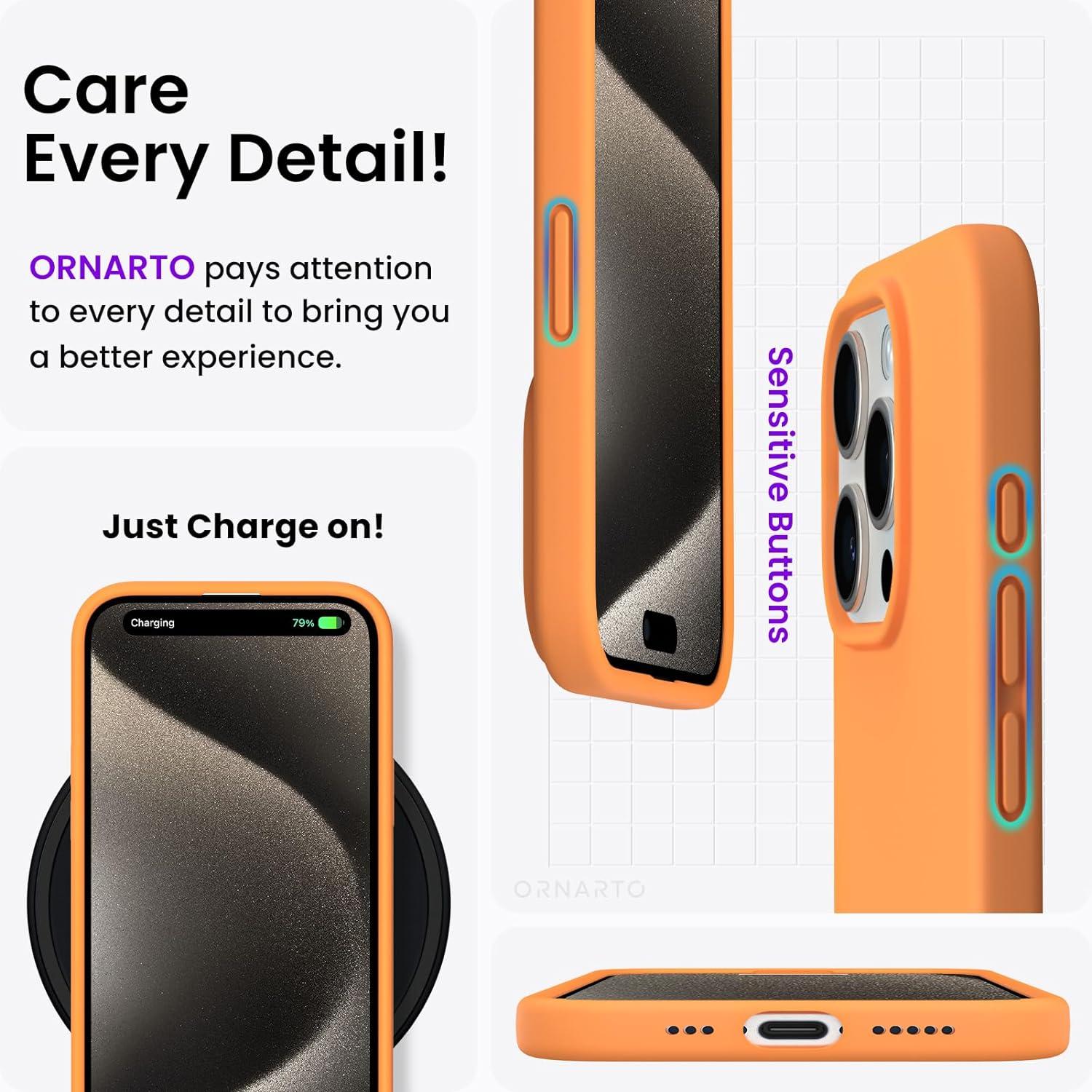 Silikon Hülle für iPhone 15 Pro 6,1 Zoll stoßfest Kratzfest - Papaya