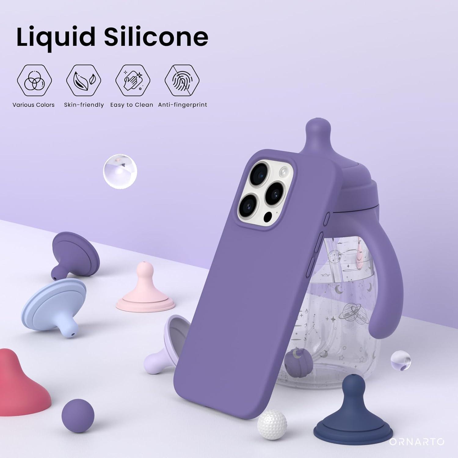 Silikonhülle für iPhone 15 Pro Max 6,7 Zoll flüssiges Silikon Violett