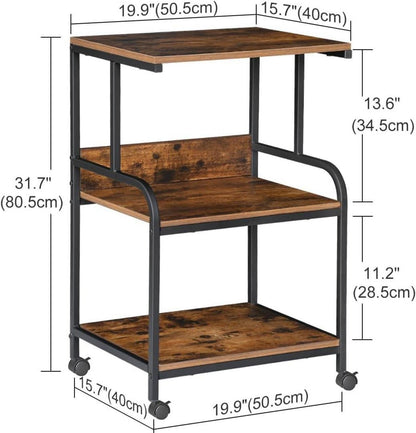 3-stöckiger Druckerwagen mit Rollen und Ablage 50,5 x 40 x 80,5 cm
