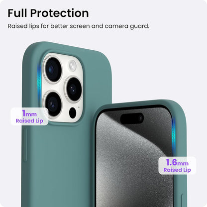 ORNARTO iPhone 15 Pro Hülle Silikon 6,1 Zoll flüssiges Silikon Piniengrün