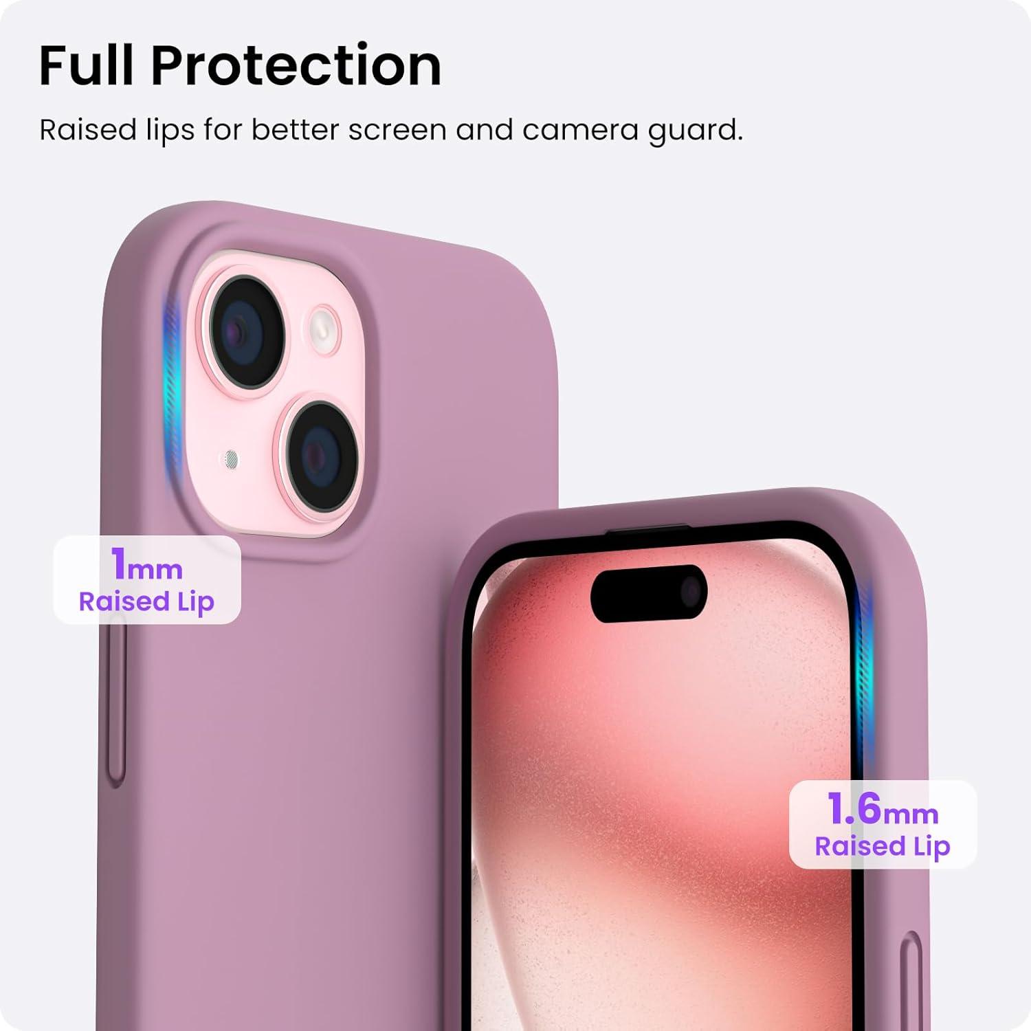 ORNARTO iPhone 15 Hülle Silikon Lila Flieder 6,1 Zoll 2023