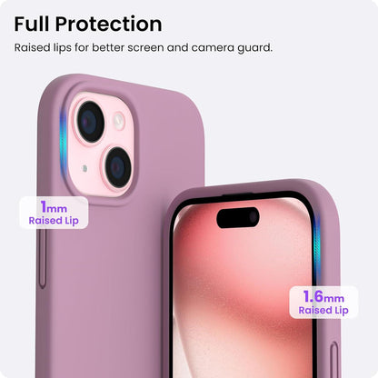 ORNARTO iPhone 15 Hülle Silikon Lila Flieder 6,1 Zoll 2023