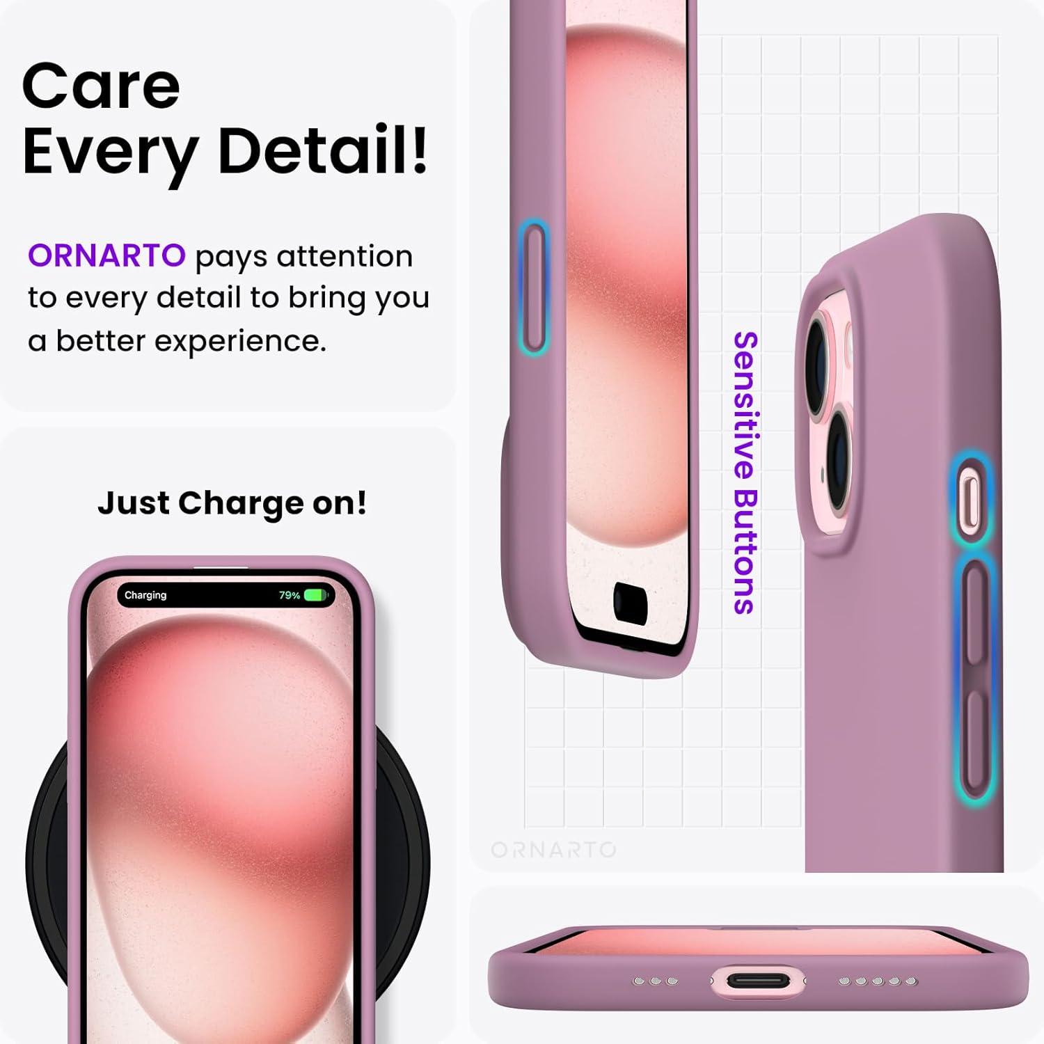 iPhone 15 Hülle Silikon Ultra Dünn 6,1 Zoll Stoßfest Kratzfest - Lila