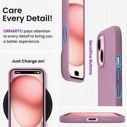 iPhone 15 Hülle Silikon Ultra Dünn 6,1 Zoll Stoßfest Kratzfest - Lila