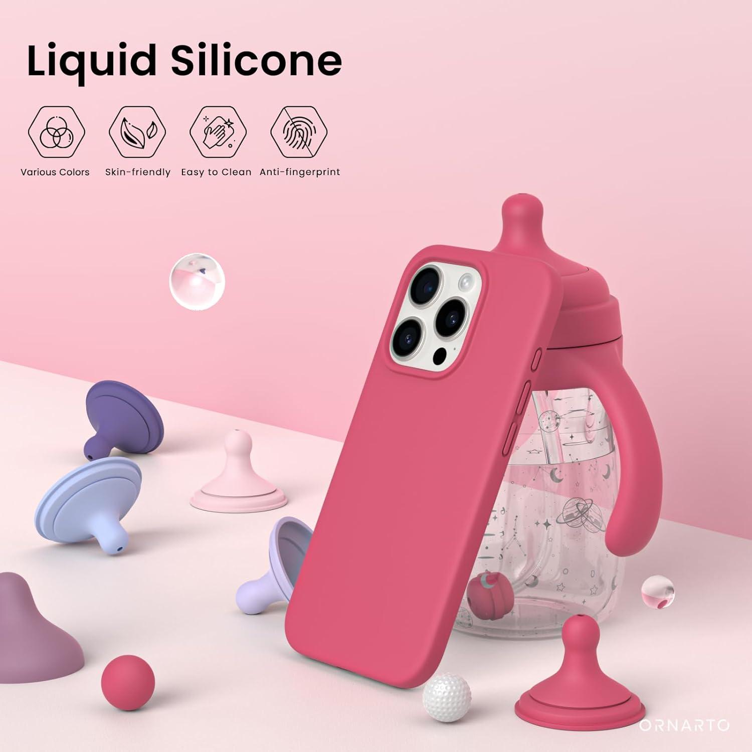 Silikonhülle iPhone 15 Pro 6,1 Zoll flüssiges Silikon Pfirsich Rot
