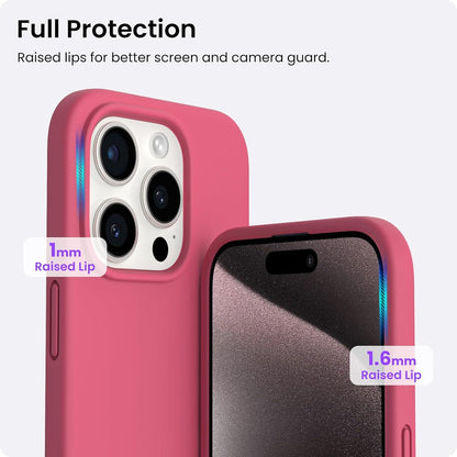 ORNARTO iPhone 15 Pro Hülle Silikon 6,1 Zoll Pfirsich Rot