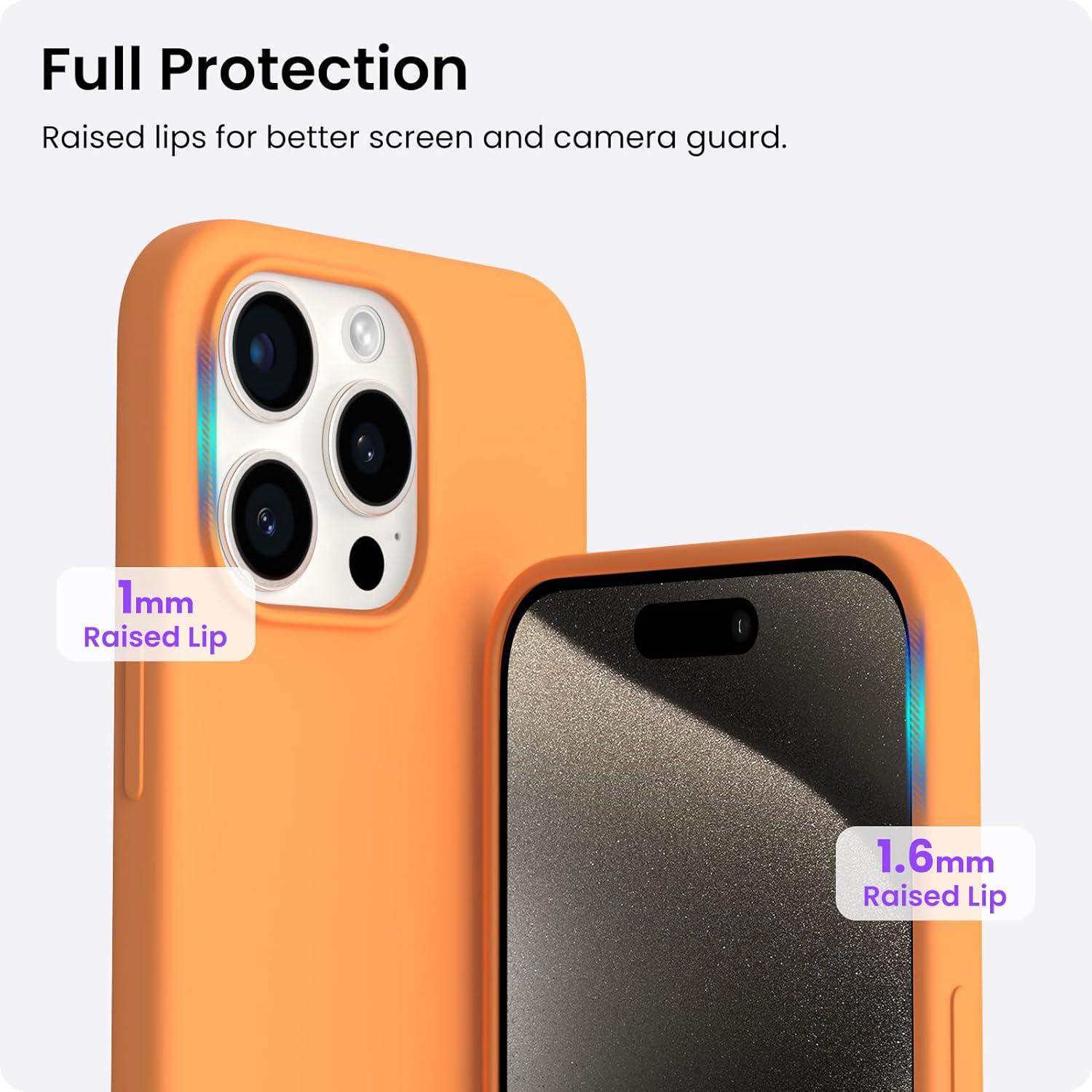 ORNARTO iPhone 15 Pro Max Hülle Silikon 6,7 Zoll Kratzfeste Schutzhülle Papaya