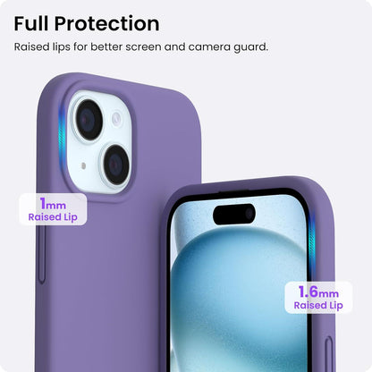 ORNARTO iPhone 15 Hülle 6,1 Zoll Silikon Violett 2023 - Kratzfeste Stoßfeste Handyhülle
