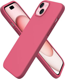 iPhone 15 Plus Silikonhülle 6,7 Zoll flüssiges Silikon Pfirsich Rot