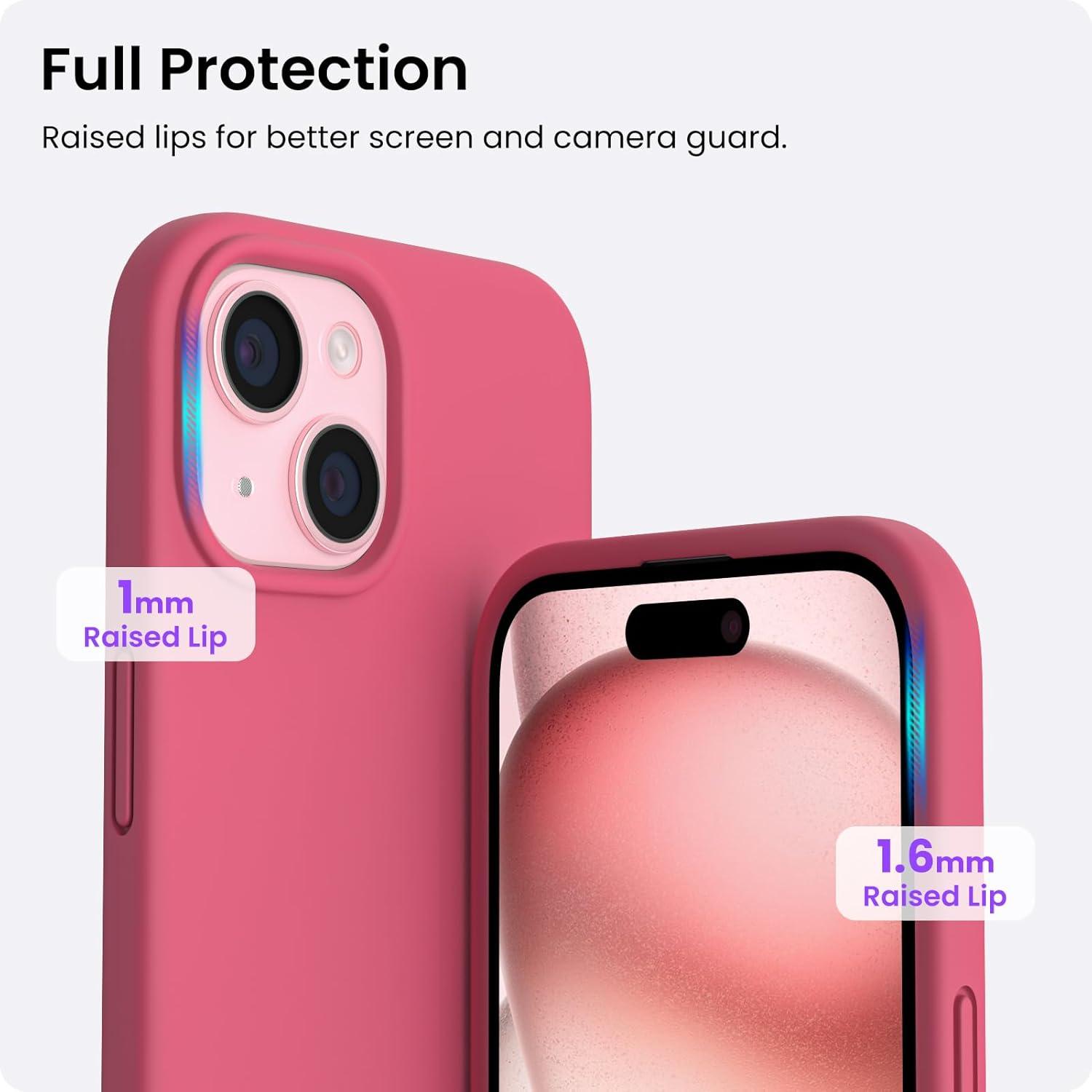 iPhone 15 Plus Hülle Silikon 6,7 Zoll Pfirsich Rot 2023 - Kratzfest & Stoßfest