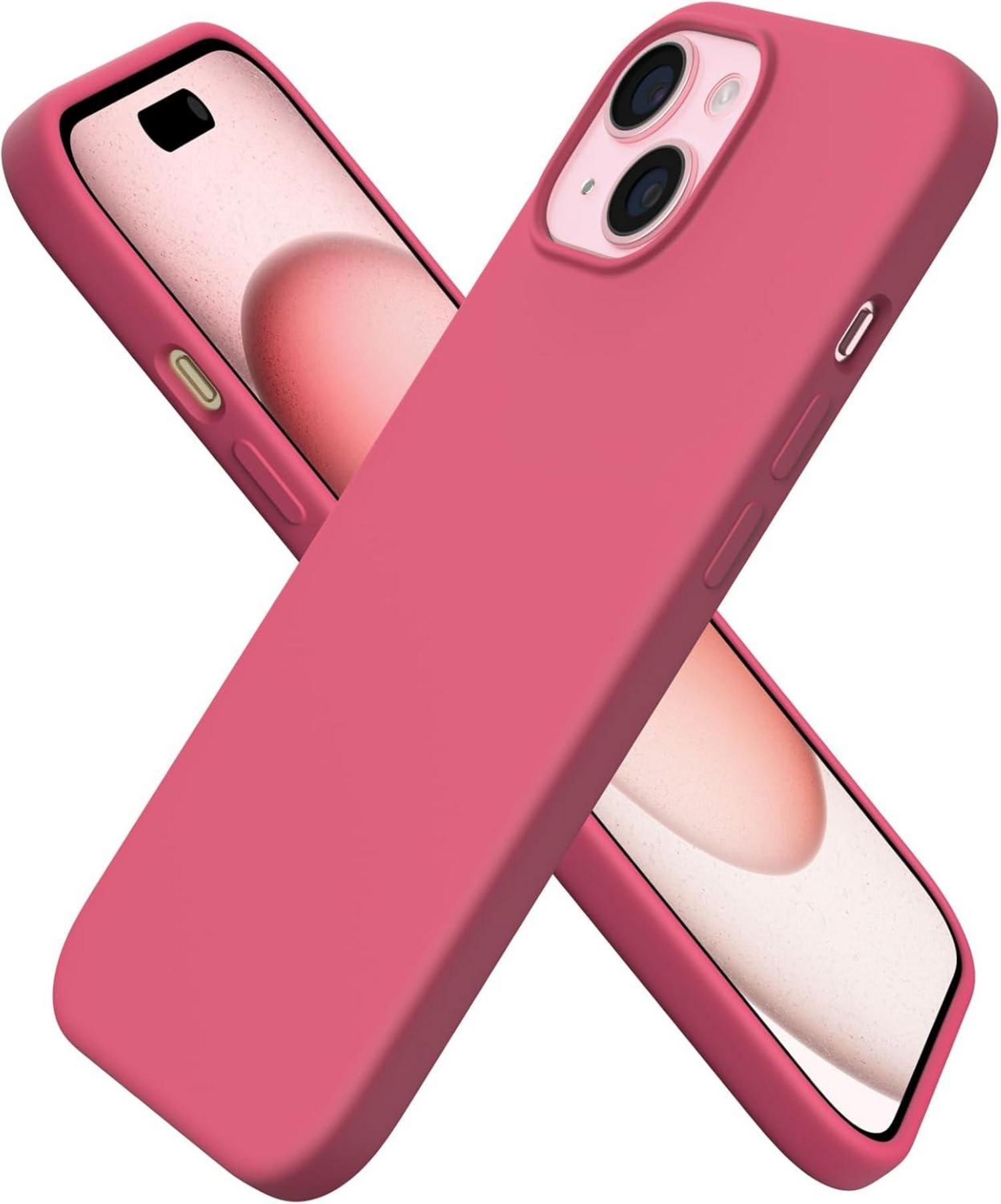 iPhone 15 Silikon Hülle 6,1 Zoll Flüssiges Silikon Pfirsich Rot