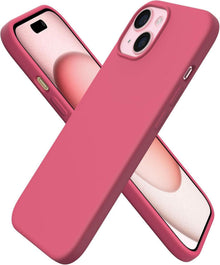 iPhone 15 Silikon Hülle 6,1 Zoll Flüssiges Silikon Pfirsich Rot