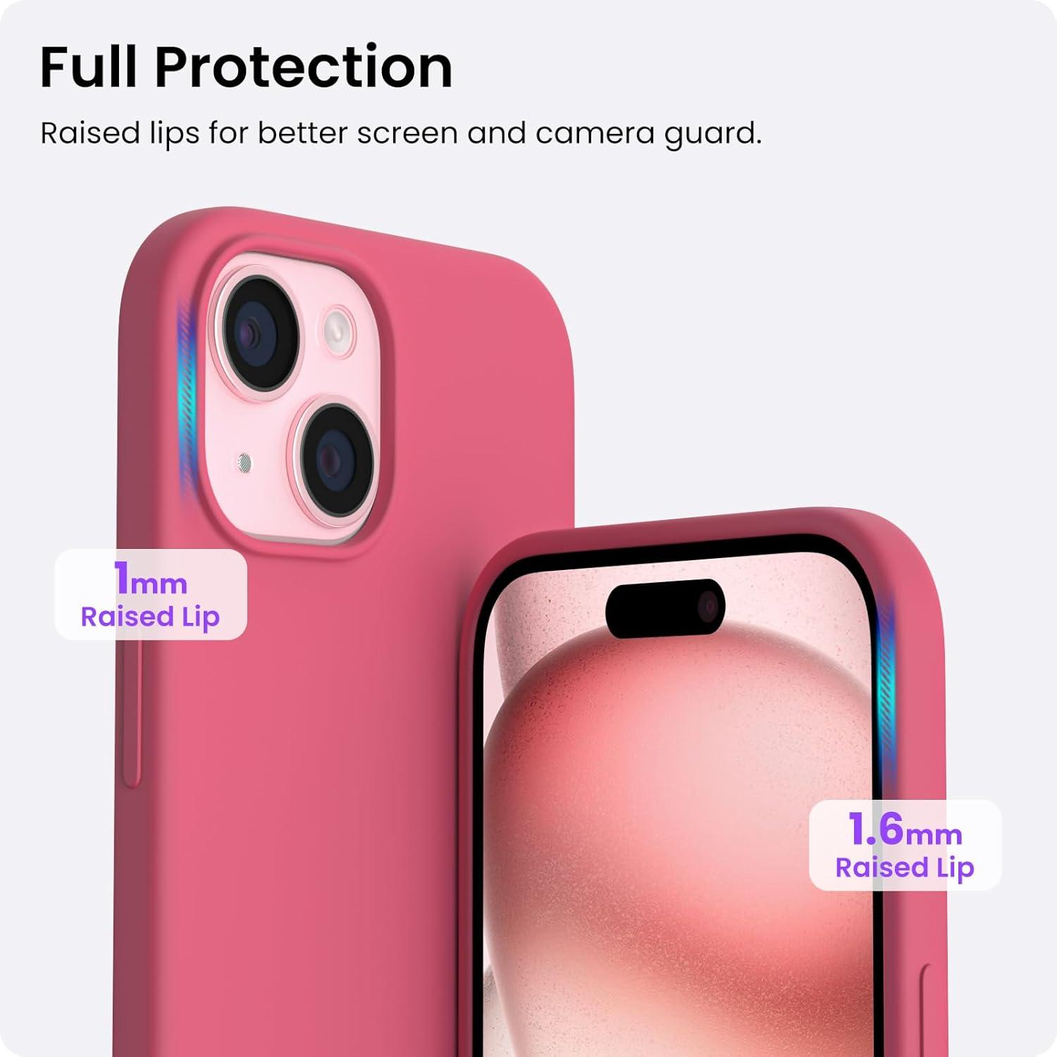 iPhone 15 Hülle Silikon 6,1 Zoll, Ultra dünne Handyhülle - Pfirsich Rot