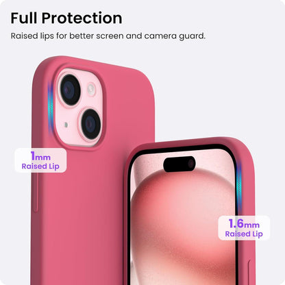 iPhone 15 Hülle Silikon 6,1 Zoll, Ultra dünne Handyhülle - Pfirsich Rot