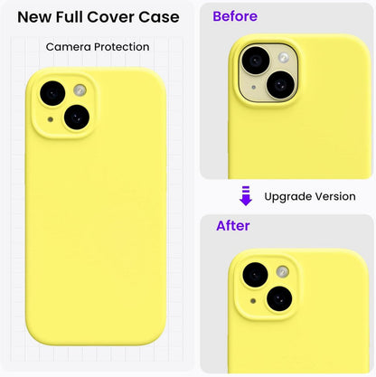 ORNARTO iPhone 15 Hülle mit Kameraschutz und 2 Schutzfolien - Zitrone Gelb