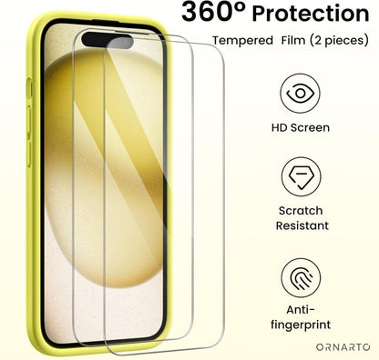 ORNARTO iPhone 15 Hülle Flüssiges Silikon Kameraschutz 6.1 Zoll Gelb