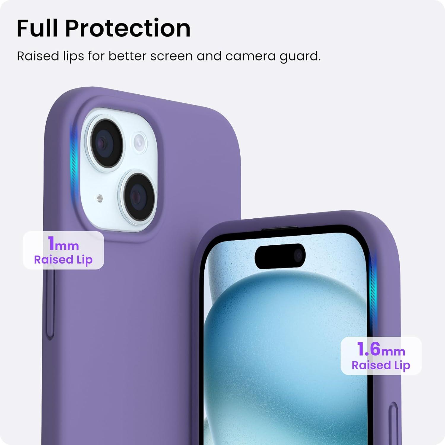 ORNARTO iPhone 15 Plus Hülle Silikon 6,7 Zoll Violett 2023