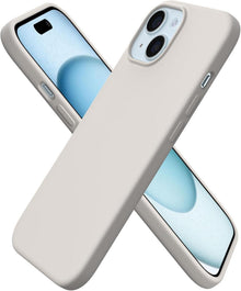 iPhone 15 Silikon Hülle Flüssigsilikon Schutzhülle - Steingrau