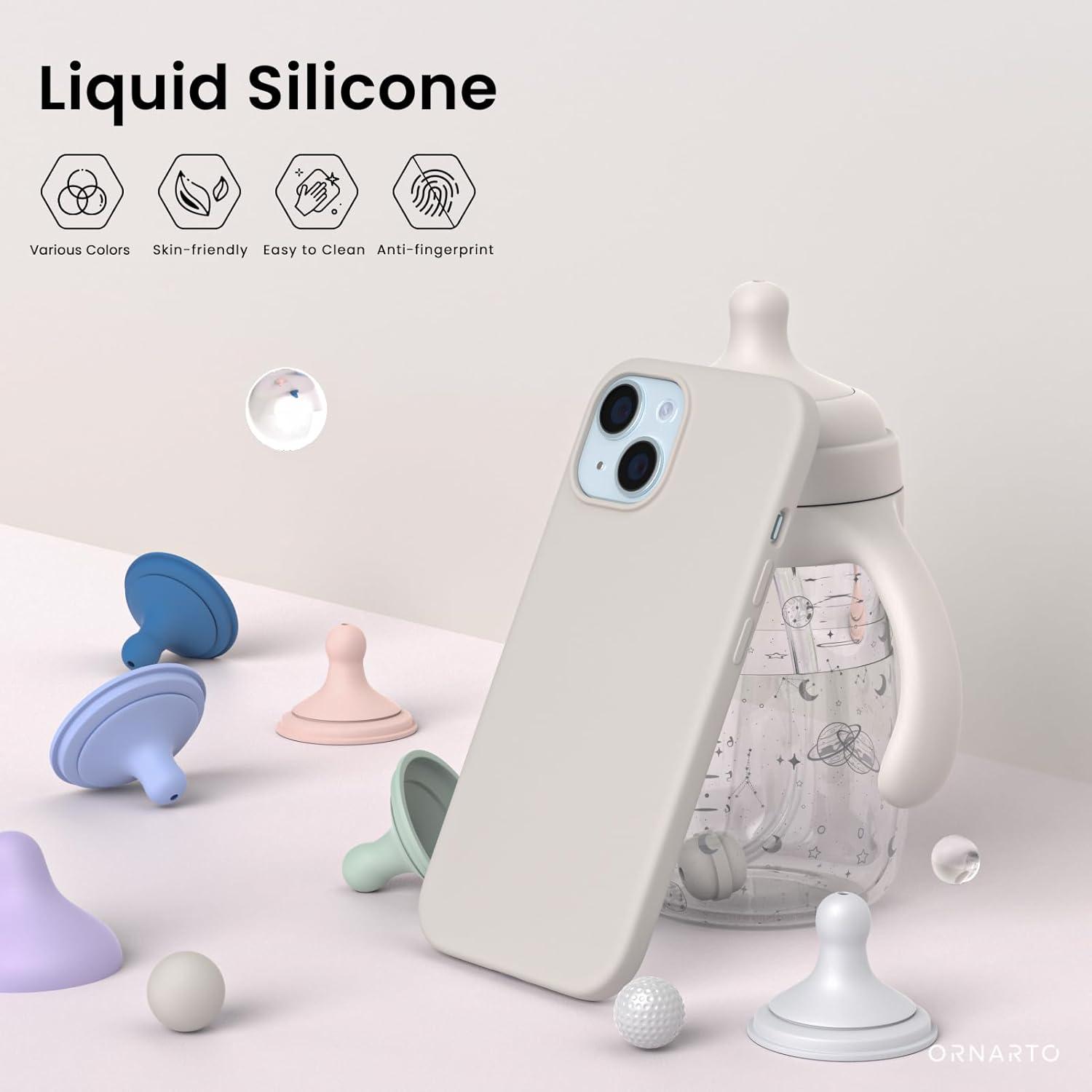iPhone 15 Silikon Hülle Flüssigsilikon Schutzhülle - Steingrau
