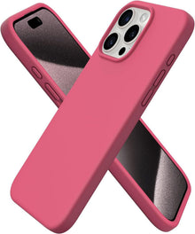 iPhone 15 Pro Max Hülle Silikon dünne flüssiges Silikon Pfirsich Rot
