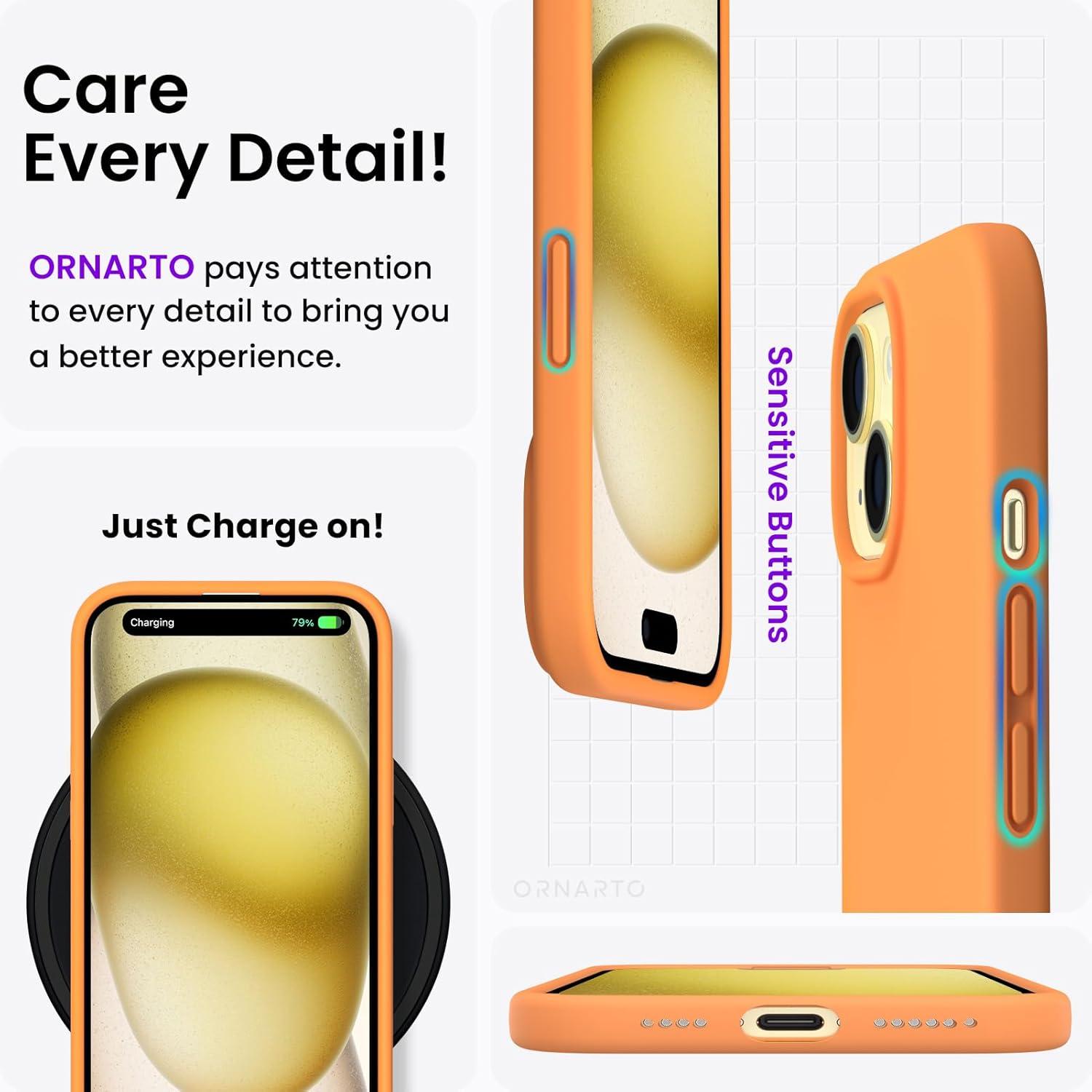Silikon Hülle iPhone 15 Plus 6,7 Zoll Flüssig Schutzhülle Papaya
