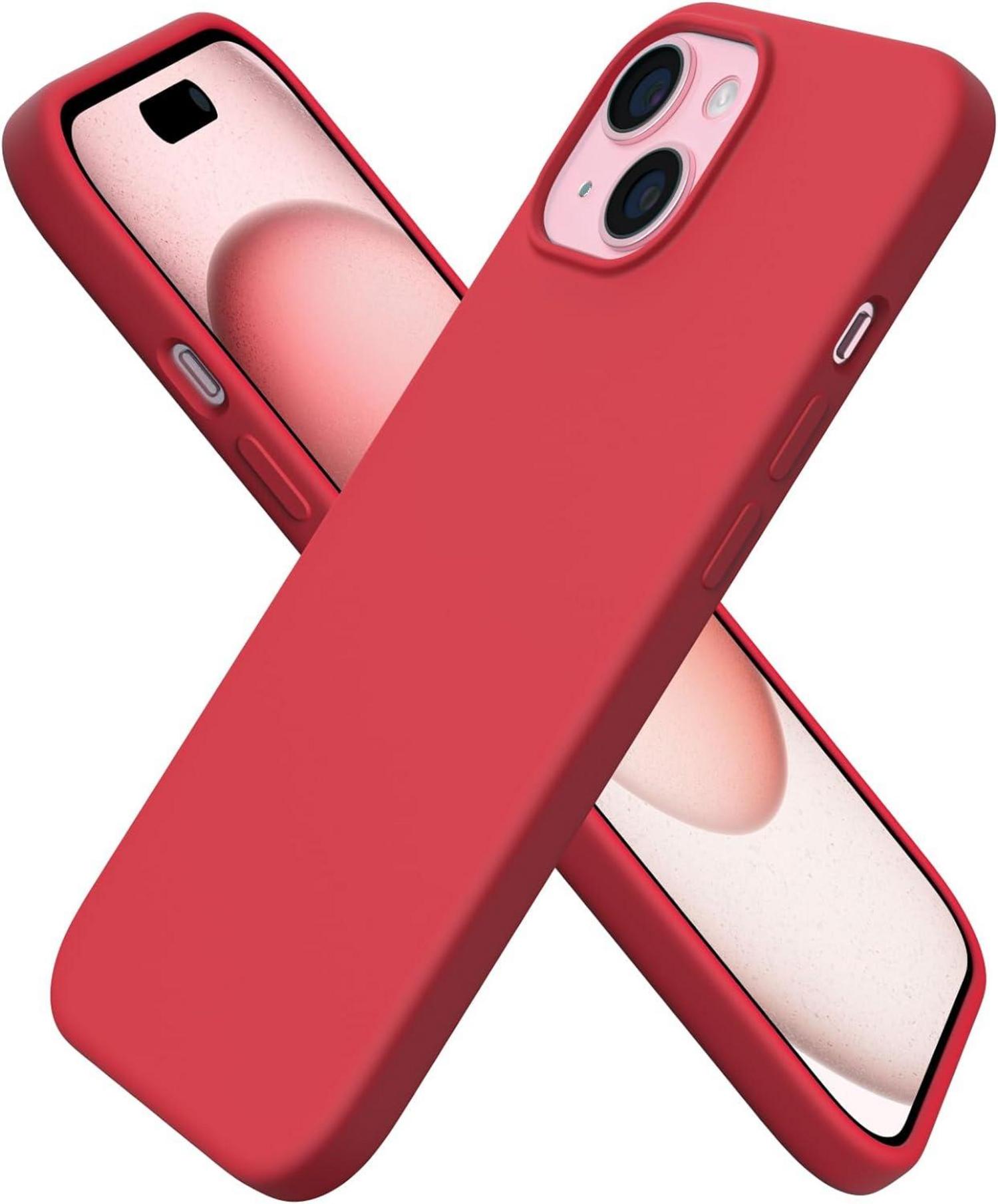 iPhone 15 Silikon Hülle flüssiges Silikon Rot 6,1 Zoll
