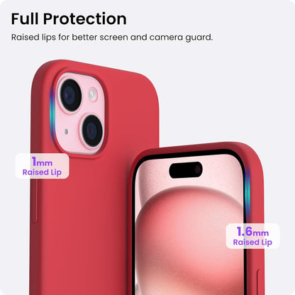 ORNARTO iPhone 15 Hülle Silikon 6,1 Zoll Rot Kratzfeste stoßfeste Schutzhülle 2023