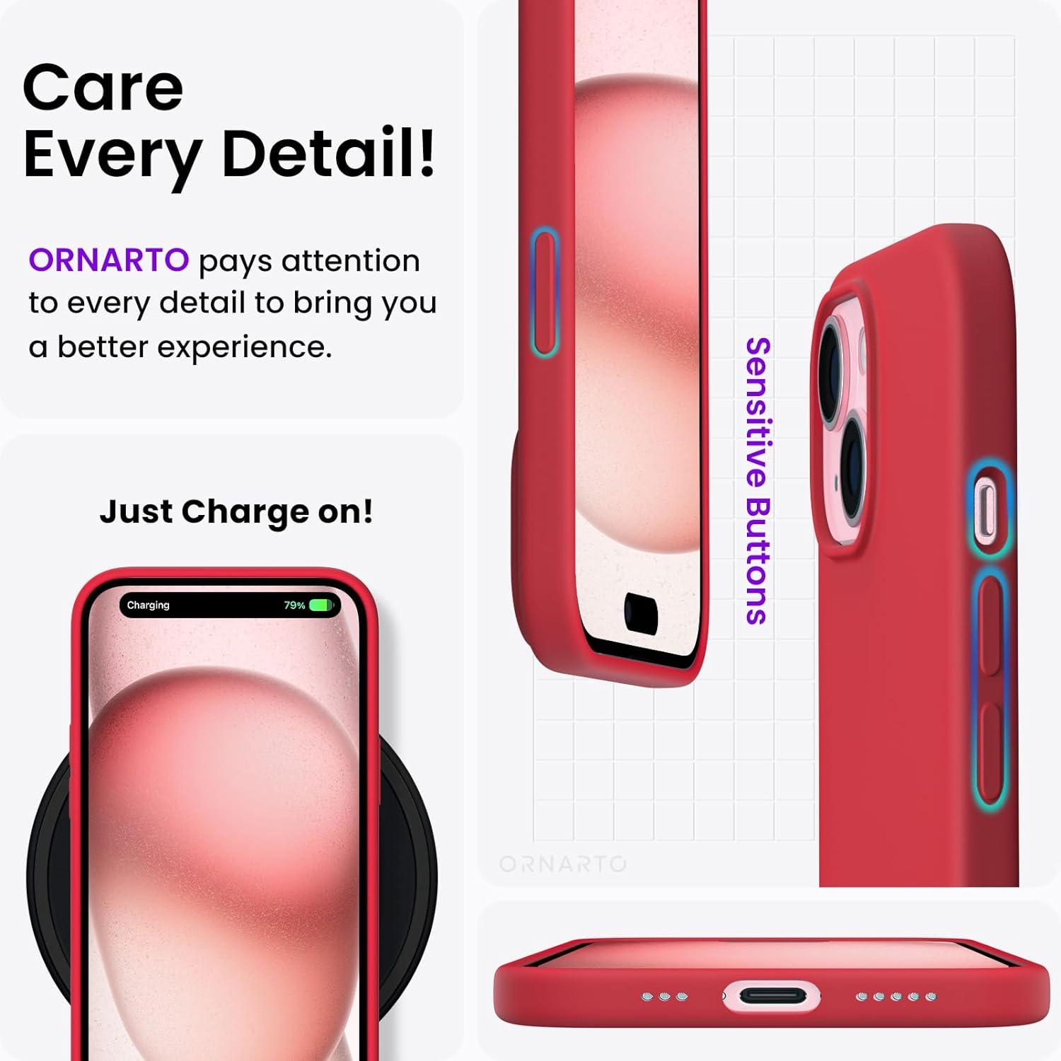 Ornarto Silikon Hülle kompatibel mit iPhone 15 6,1 Zoll - Ultra dünn - Flüssig