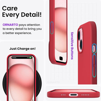 Ornarto Silikon Hülle kompatibel mit iPhone 15 6,1 Zoll - Ultra dünn - Flüssig