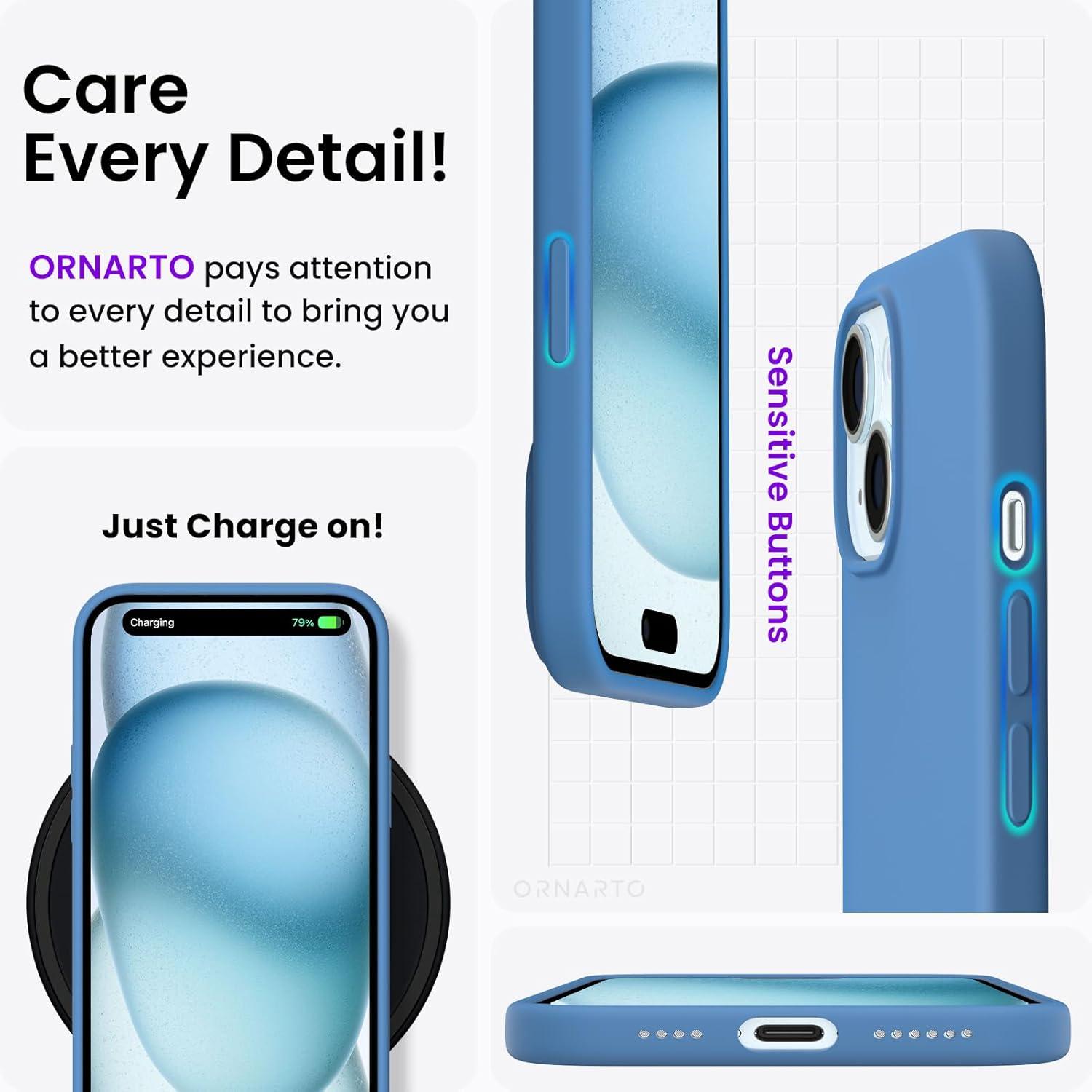 iPhone 15 Plus Hülle Silikon 6,7'' Ultra dünn flüssig Blau Schutzhülle 2023