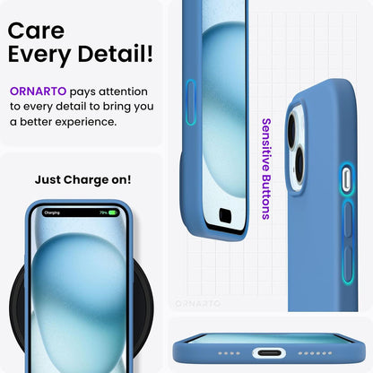 iPhone 15 Plus Hülle Silikon 6,7'' Ultra dünn flüssig Blau Schutzhülle 2023